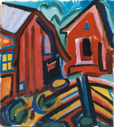 'Barns' - Painting by Stephen Soitos